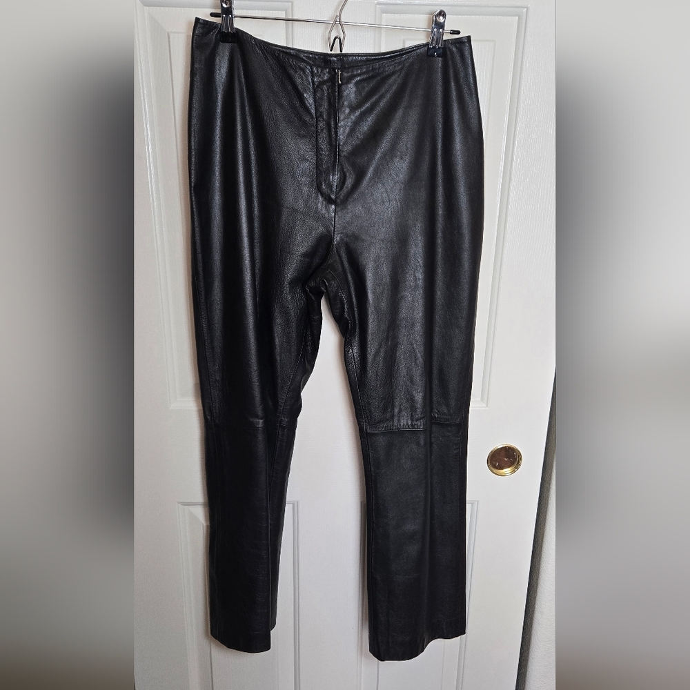 Vintage Black Leather Boot Cut Pants